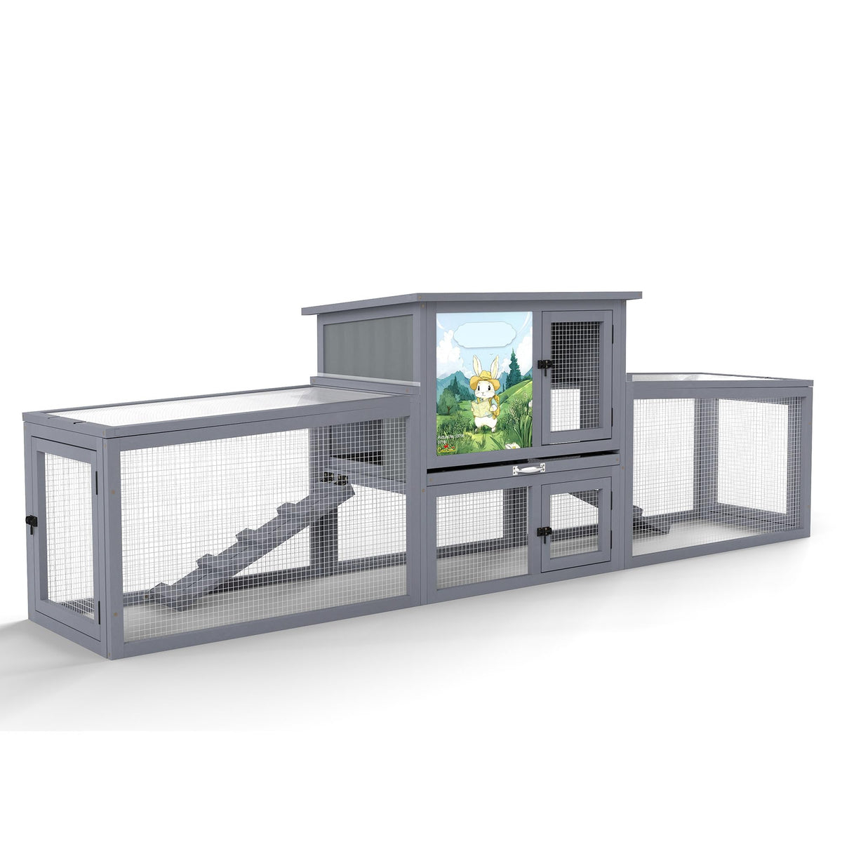 Large Wood Rabbit Hutch with Removable Tray Z6310