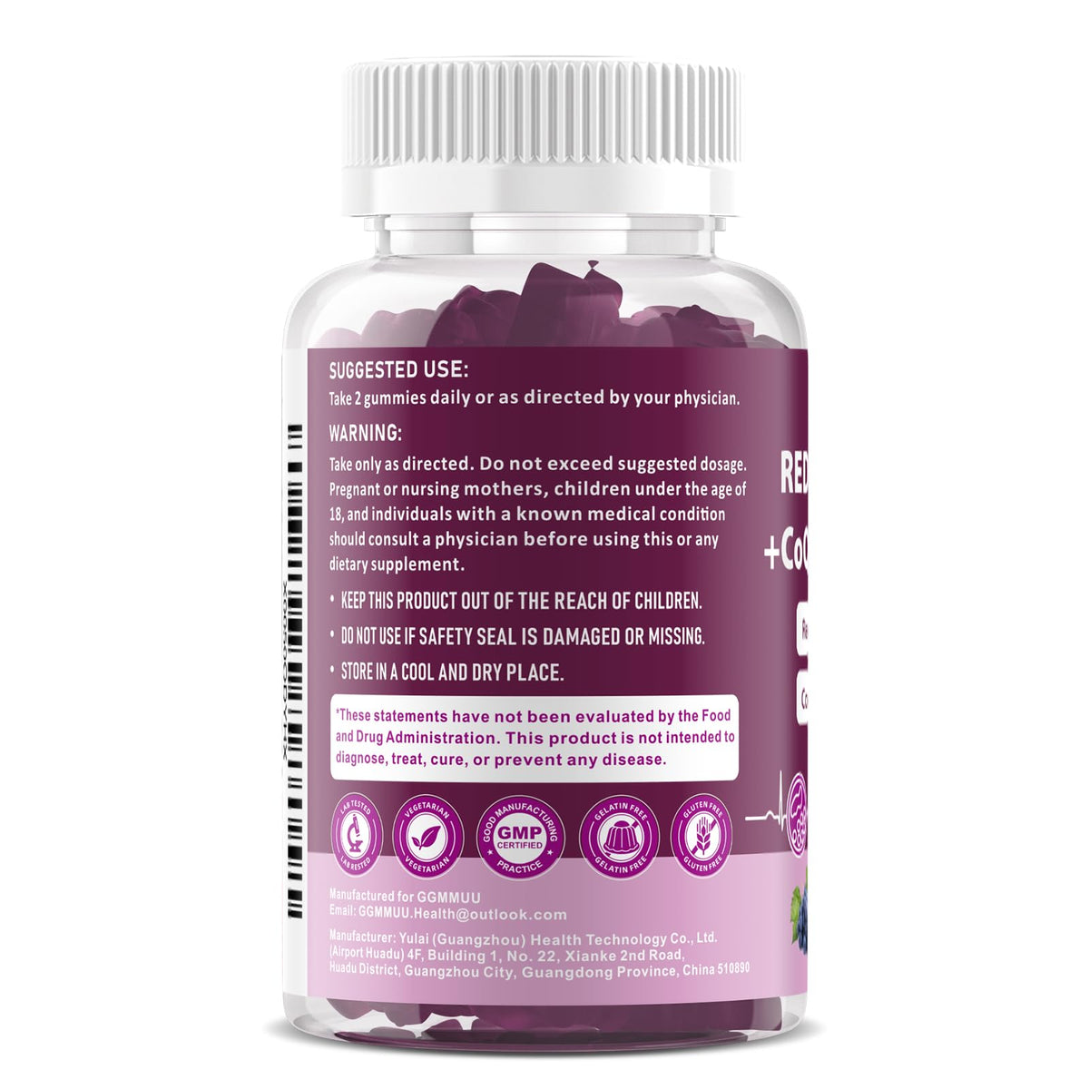 Red Yeast Rice with CoQ10 Gummies 1200mg Sugar Free 120 Count Z131