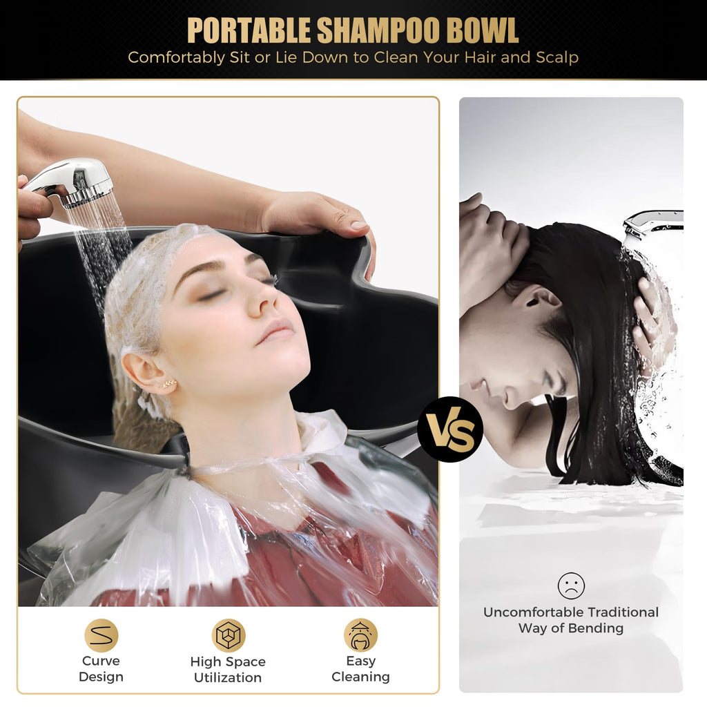 Portable Plastic Shampoo Bowl with 2 Bucket and Electric Pump Z240490