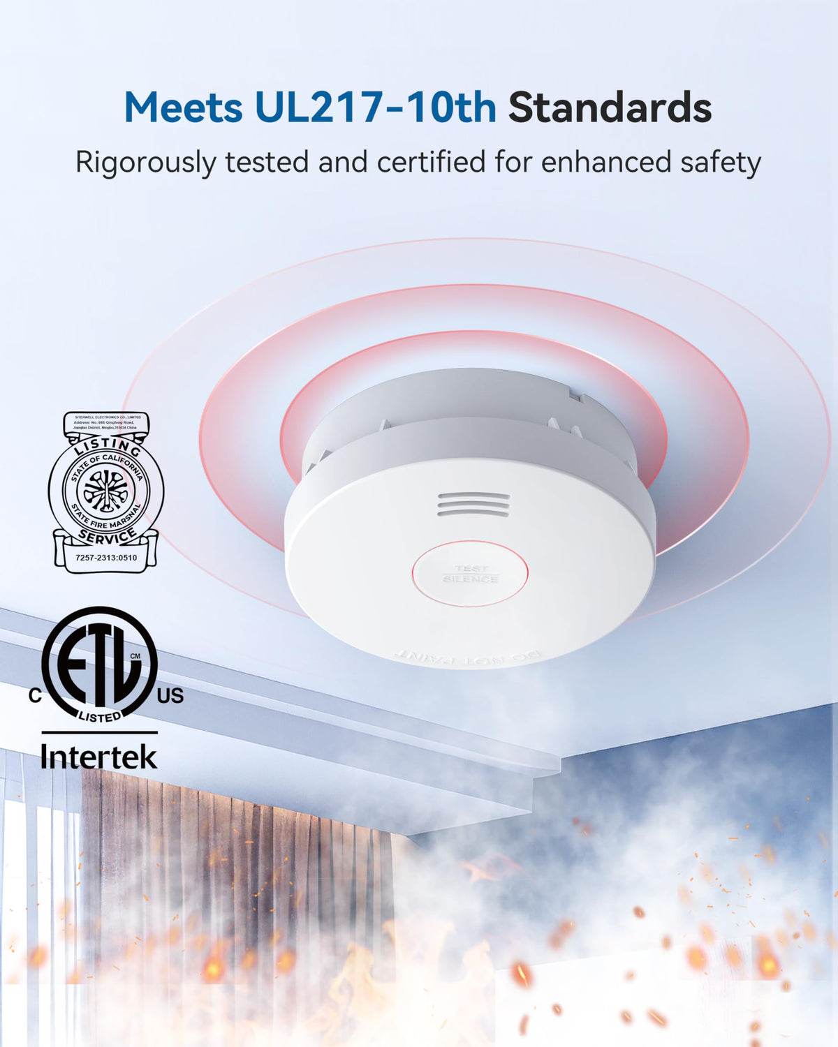 Smoke Detector 10 Year Battery Smoke Alarm Y3534