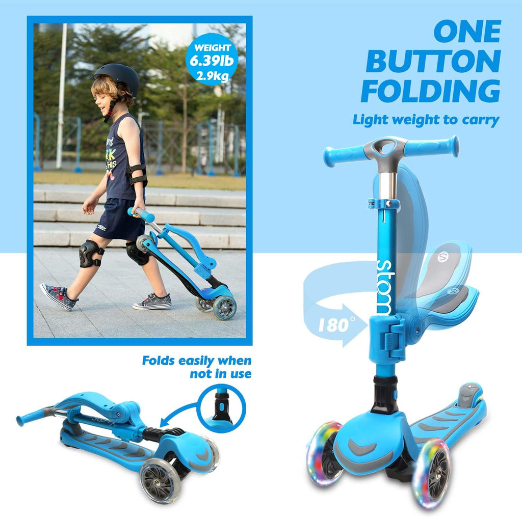 2-in-1 Light Up 3 Wheel Toddler Scooter with Seat U25105