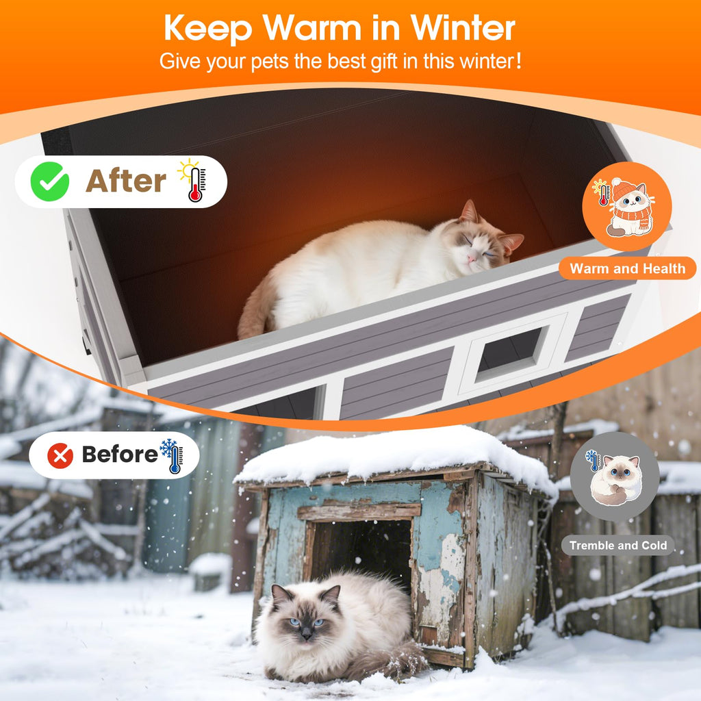 Outdoor Cat House with Insulated Liner V169