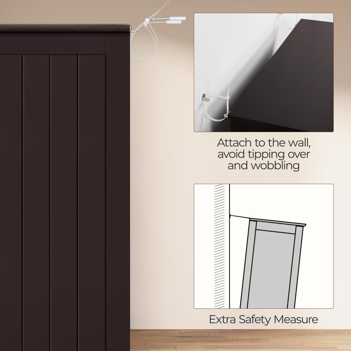 Small Espresso Bathroom Storage Cabinet with 2 Doors E6394