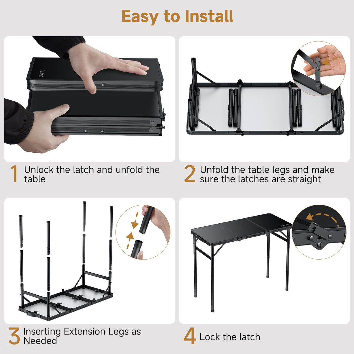 Folding Camping Table 3 Adjustable Height I8429