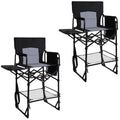 2 Pack Extra Tall Folding Camping Chair with Side Table N79277