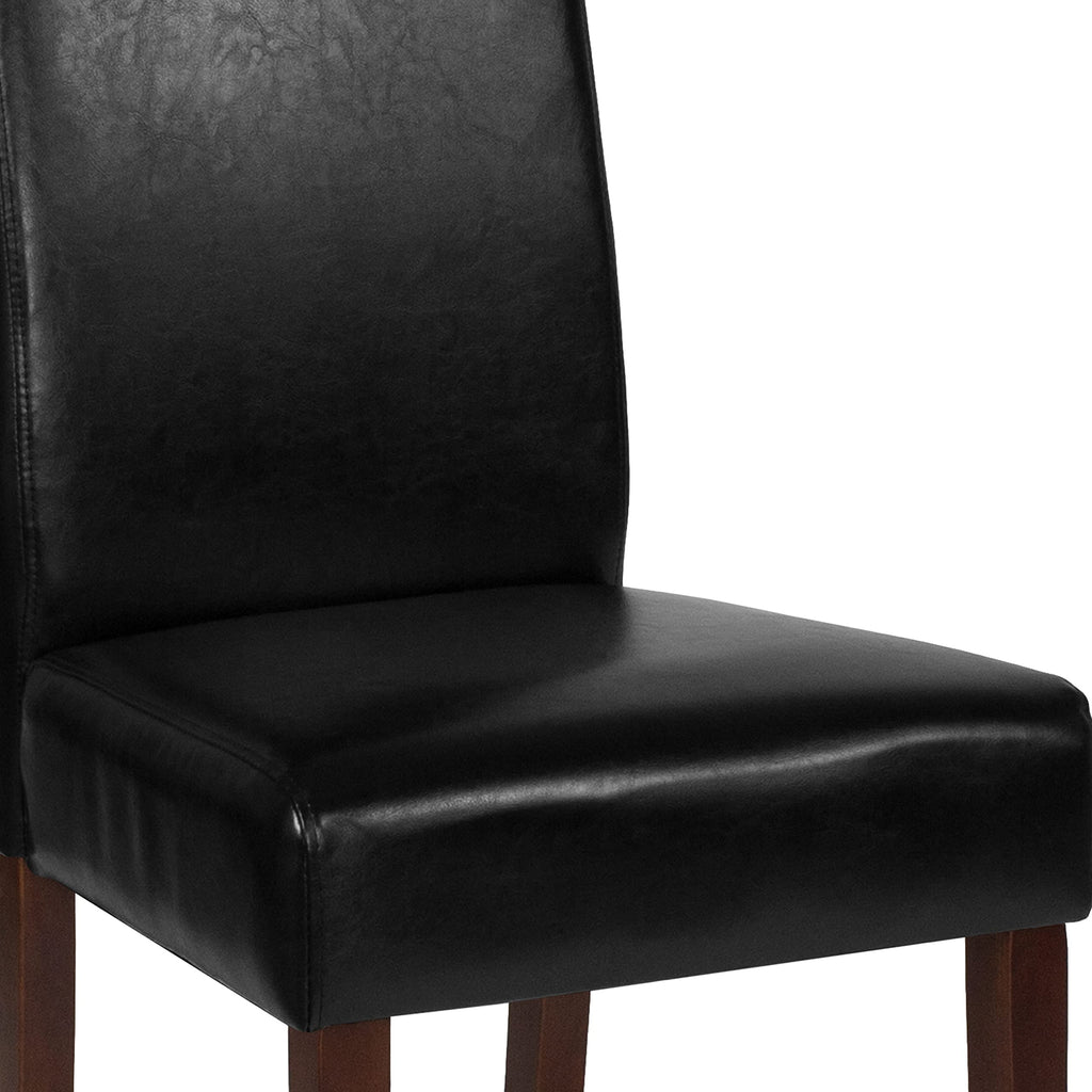Black LeatherSoft Parsons Chair with Mahogany Legs Q20763