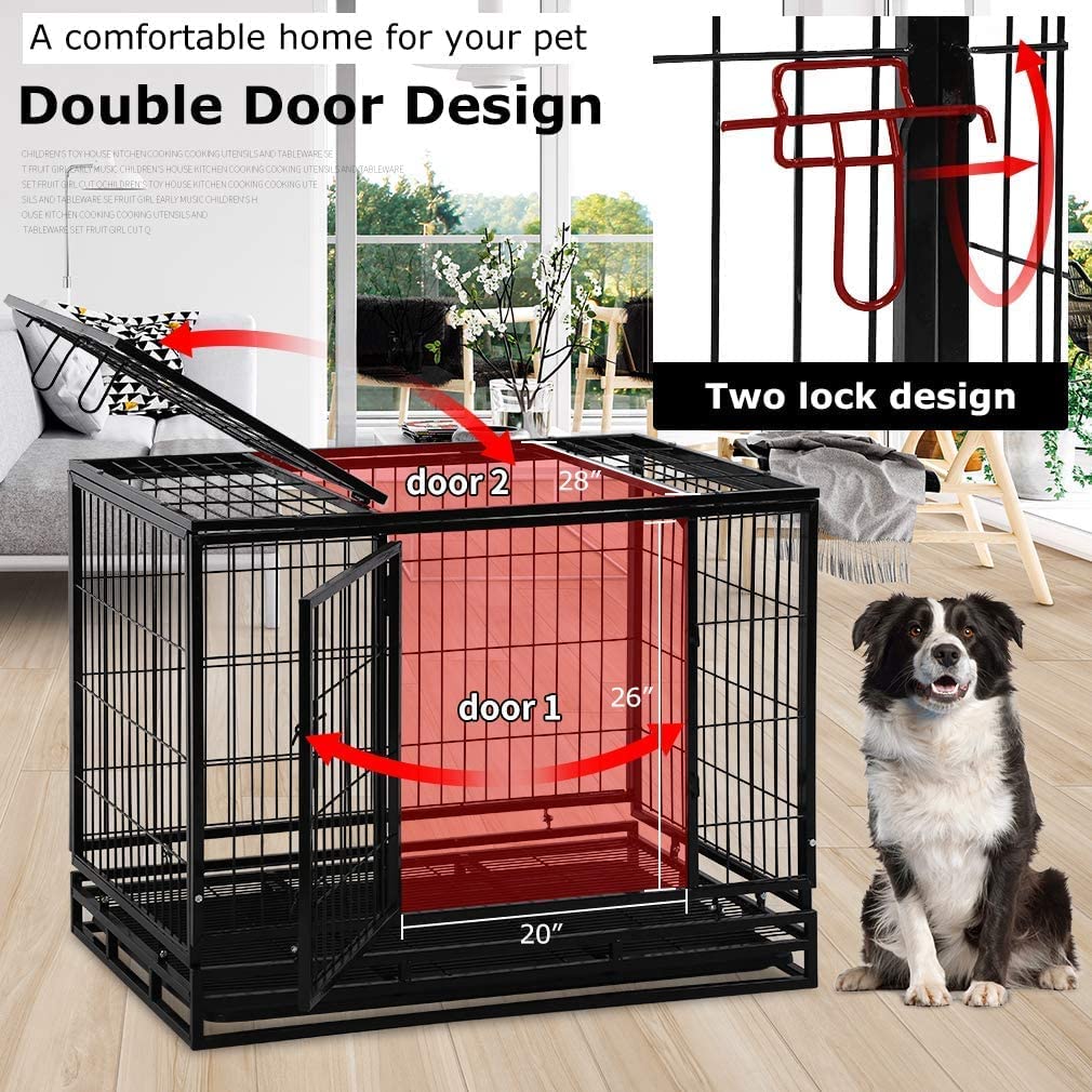 48 Inches Heavy Duty Dog Crate with Plastic Tray Q7380