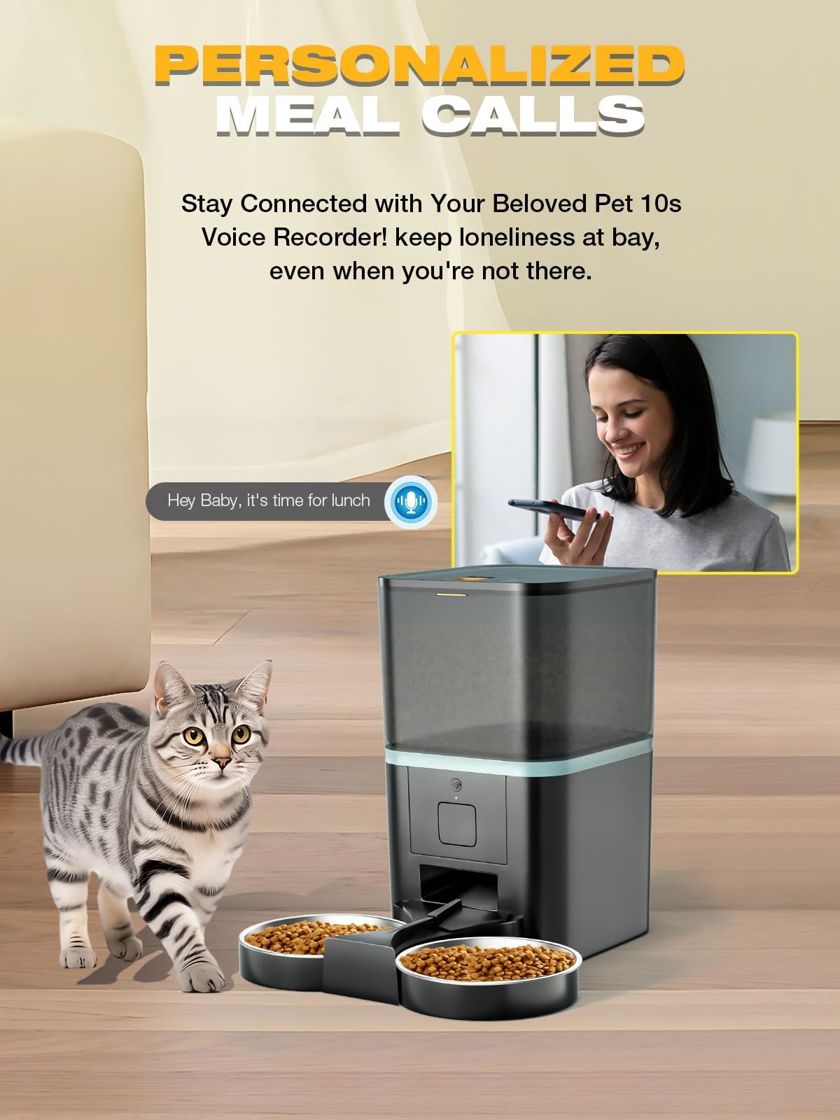 Automatic WiFi App Control Cat Feeder with Stainless Steel Bowl N1811