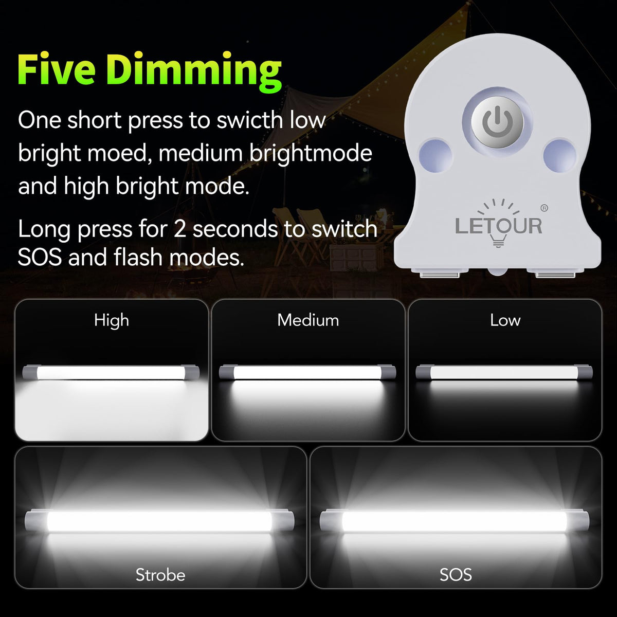 LED Tube Magnetic Work Light 6000Lumens 10400mAh USB Rechargeable N648277