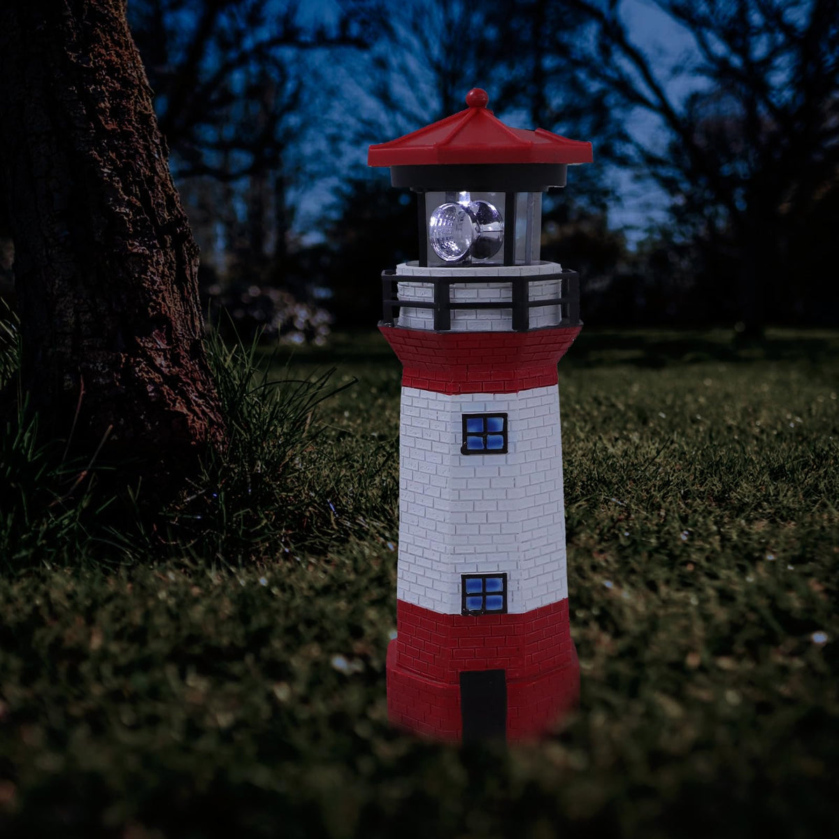 Solar Powered Rotating Lighthouse Resin LED Light L806