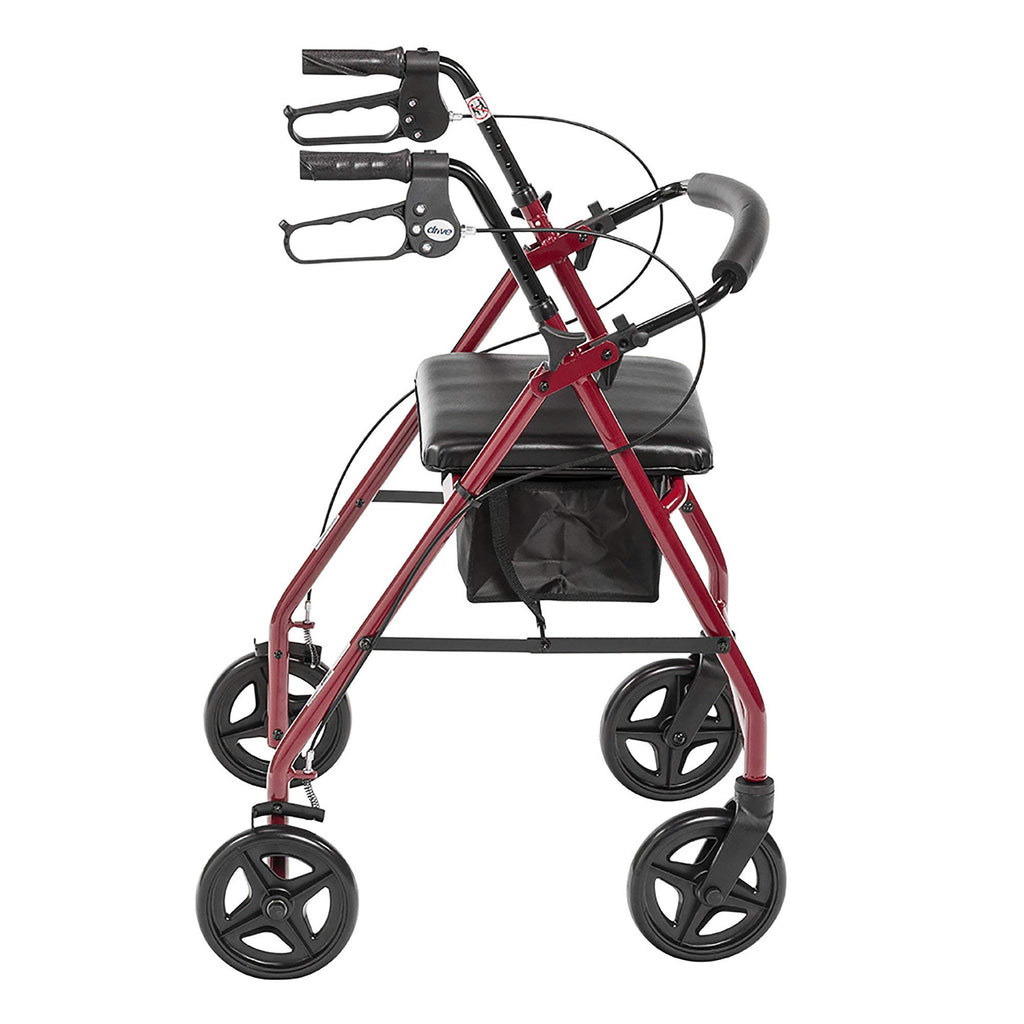 Red Aluminum Rollator with Padded Seat S85620