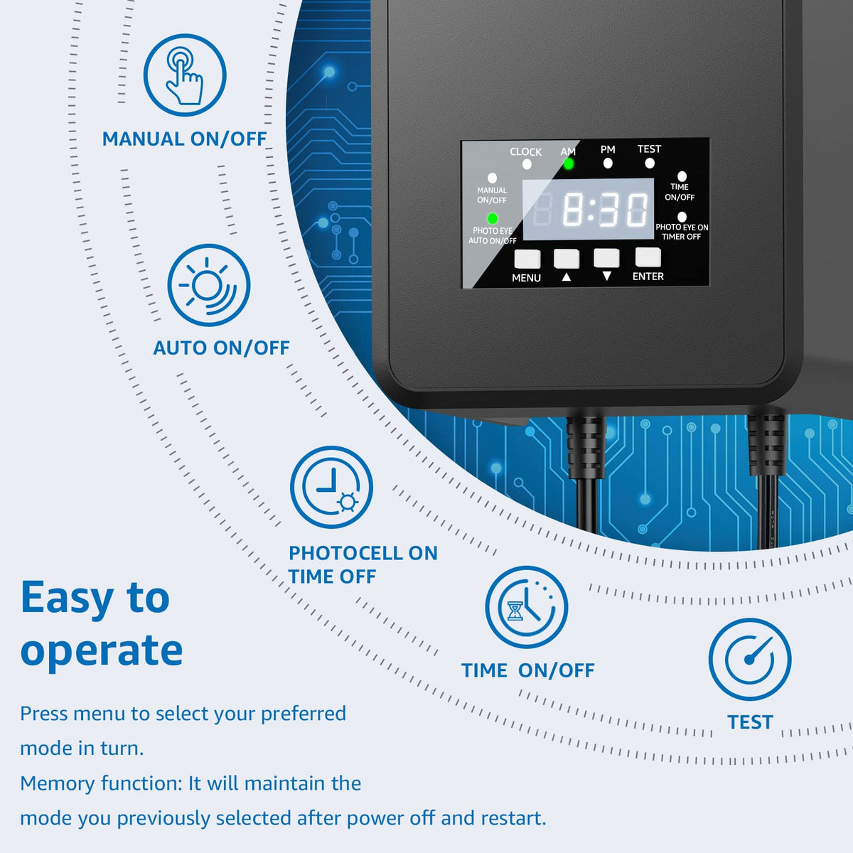 200W Landscape Lighting Transformer with Timer and Photocell Sensor N79690