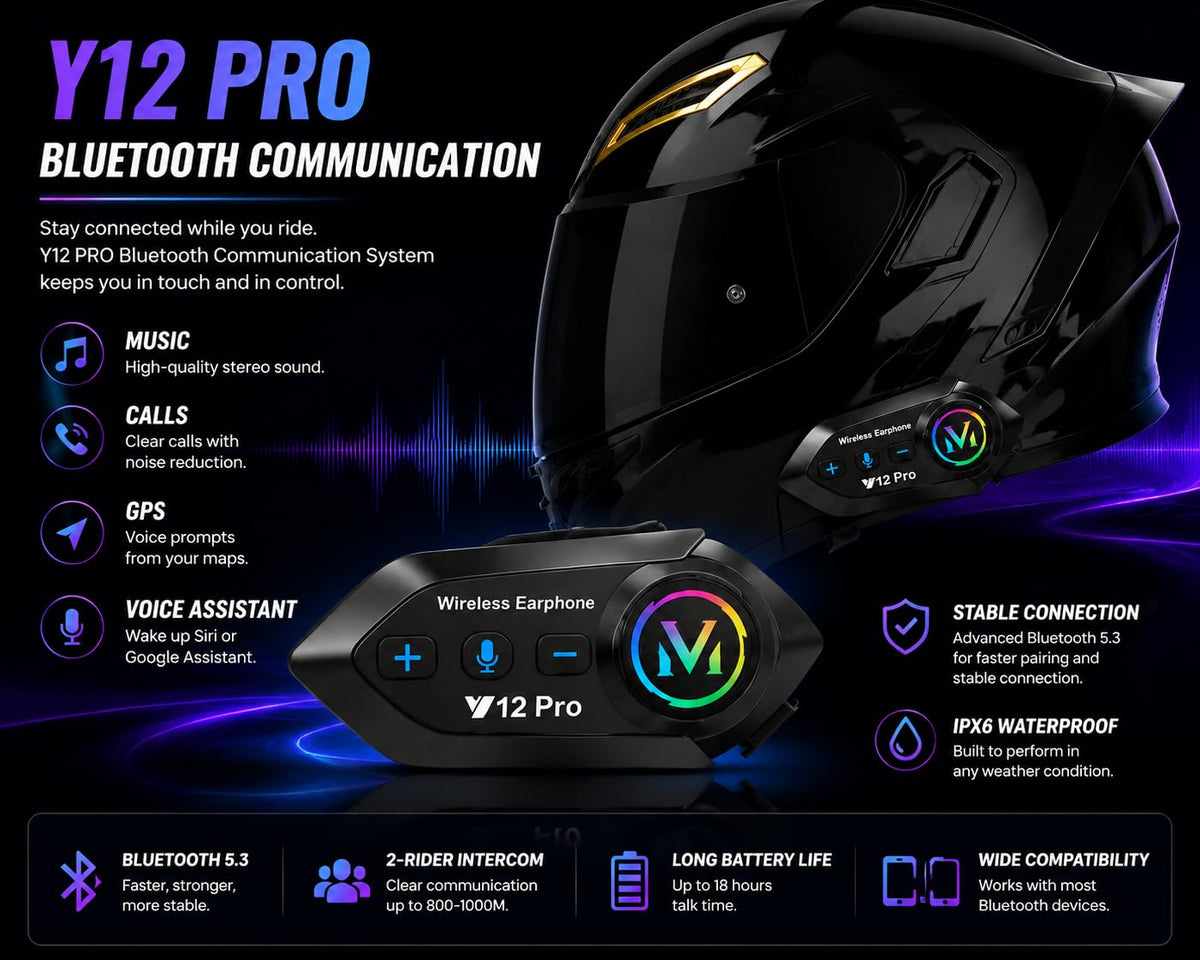 Bluetooth Modular Flip-Up Full Face Motorcycle Helmet T477