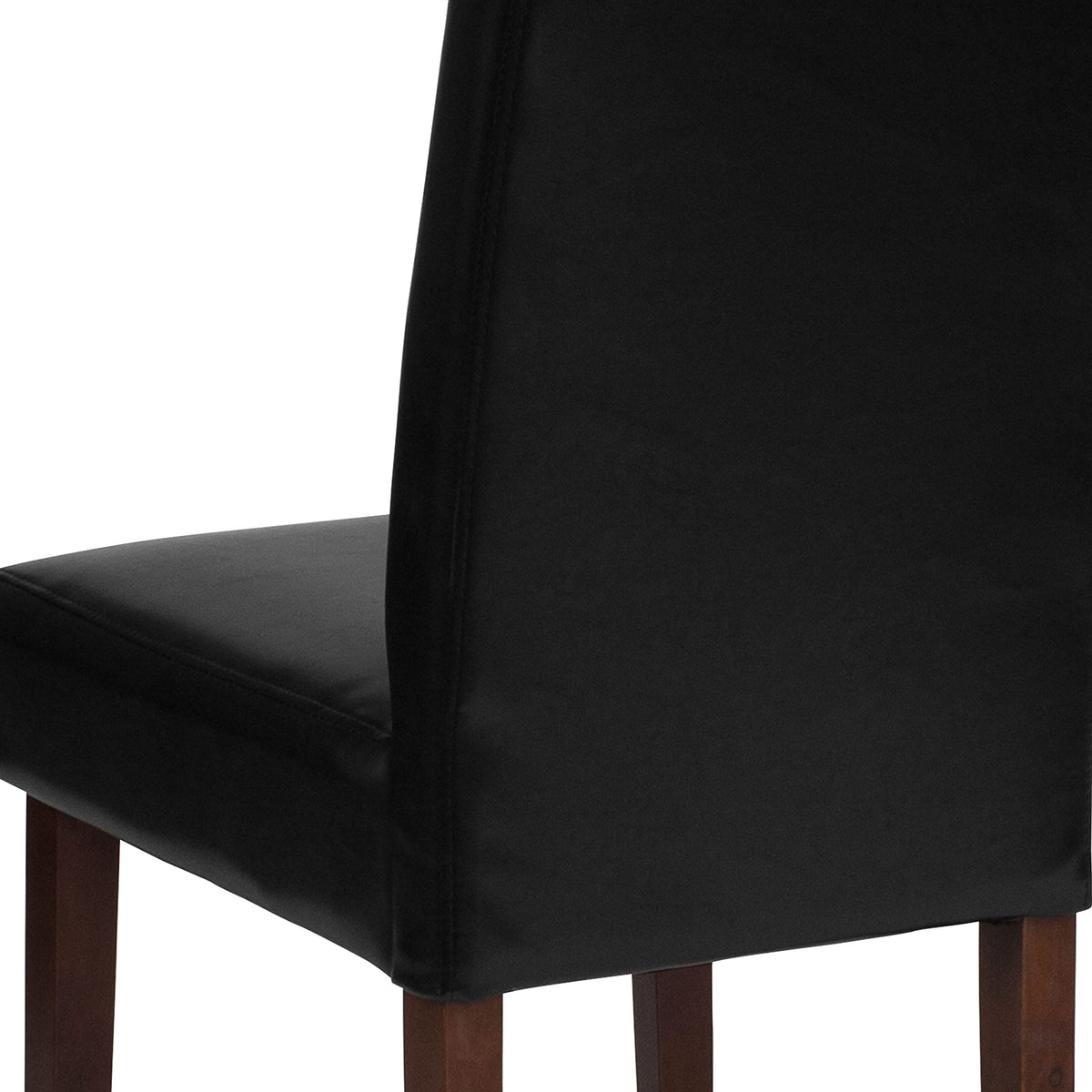Black LeatherSoft Parsons Chair with Mahogany Legs Q20763