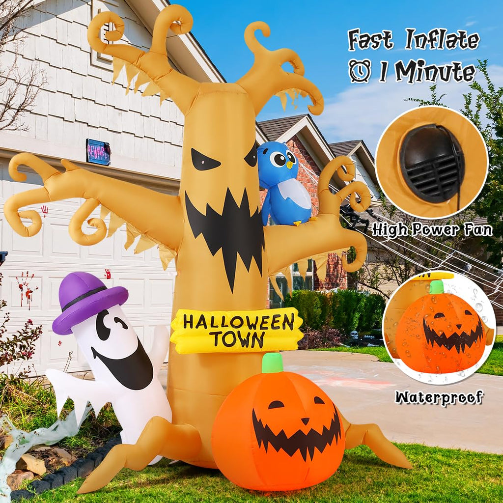 8 FT Halloween Inflatables Dead Tree with Built-in LED Lights W27305