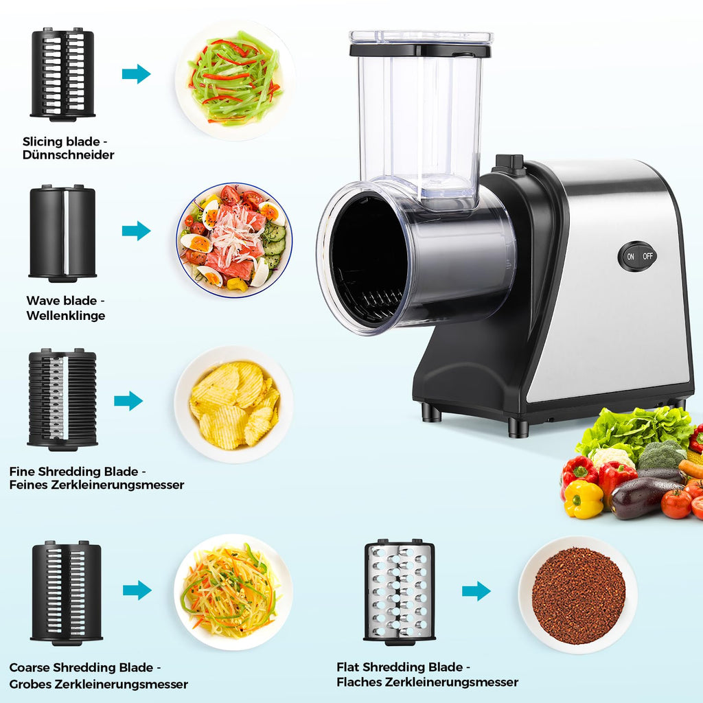 Electric Stainless Steel Vegetable Slicer with 5 Blades Y319