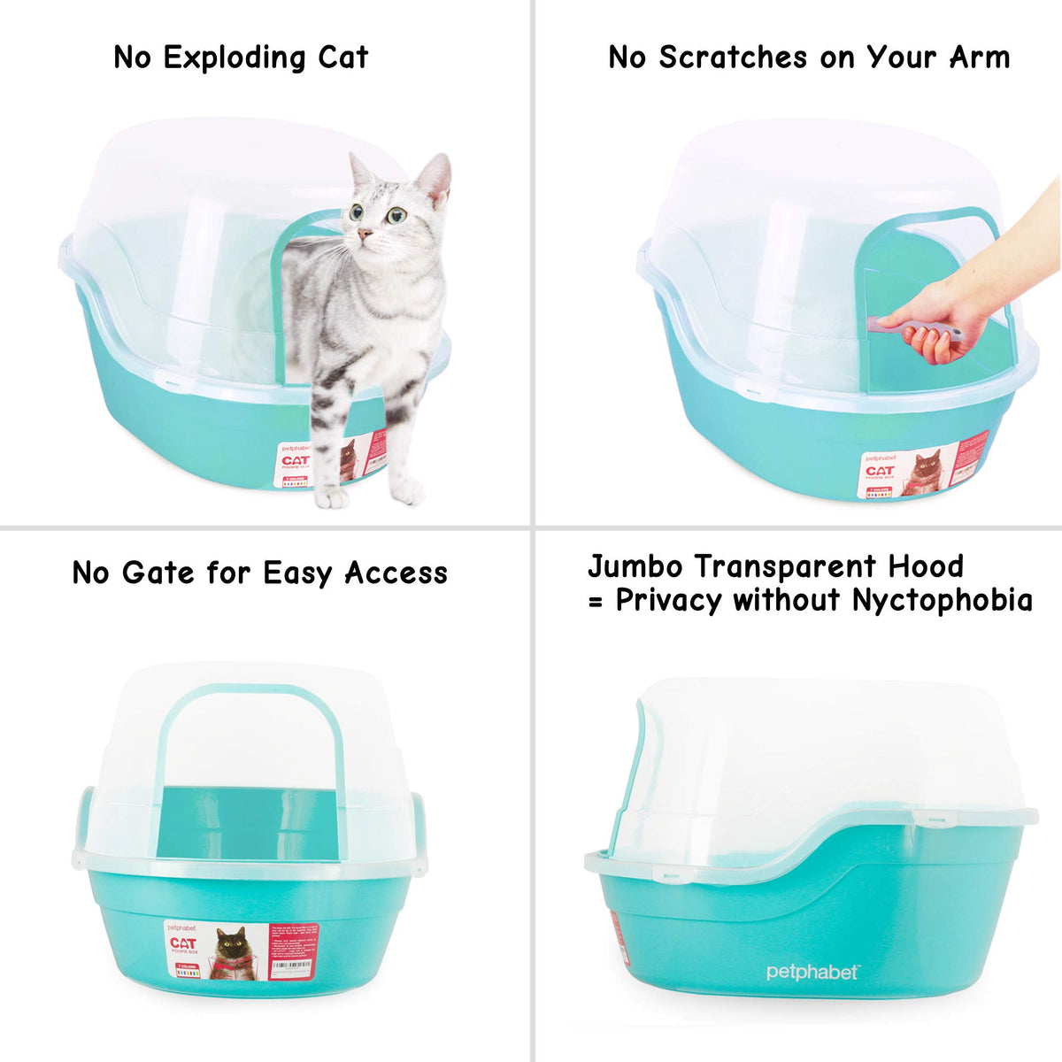 Jumbo Extra Large Teal Hooded Cat Litter Box T331