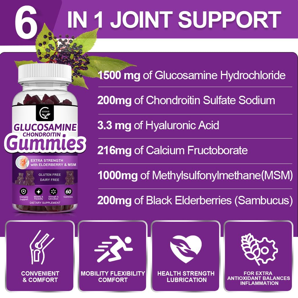 Glucosamine Chondroitin Gummies with MSM & Elderberry 2 Pack I725031