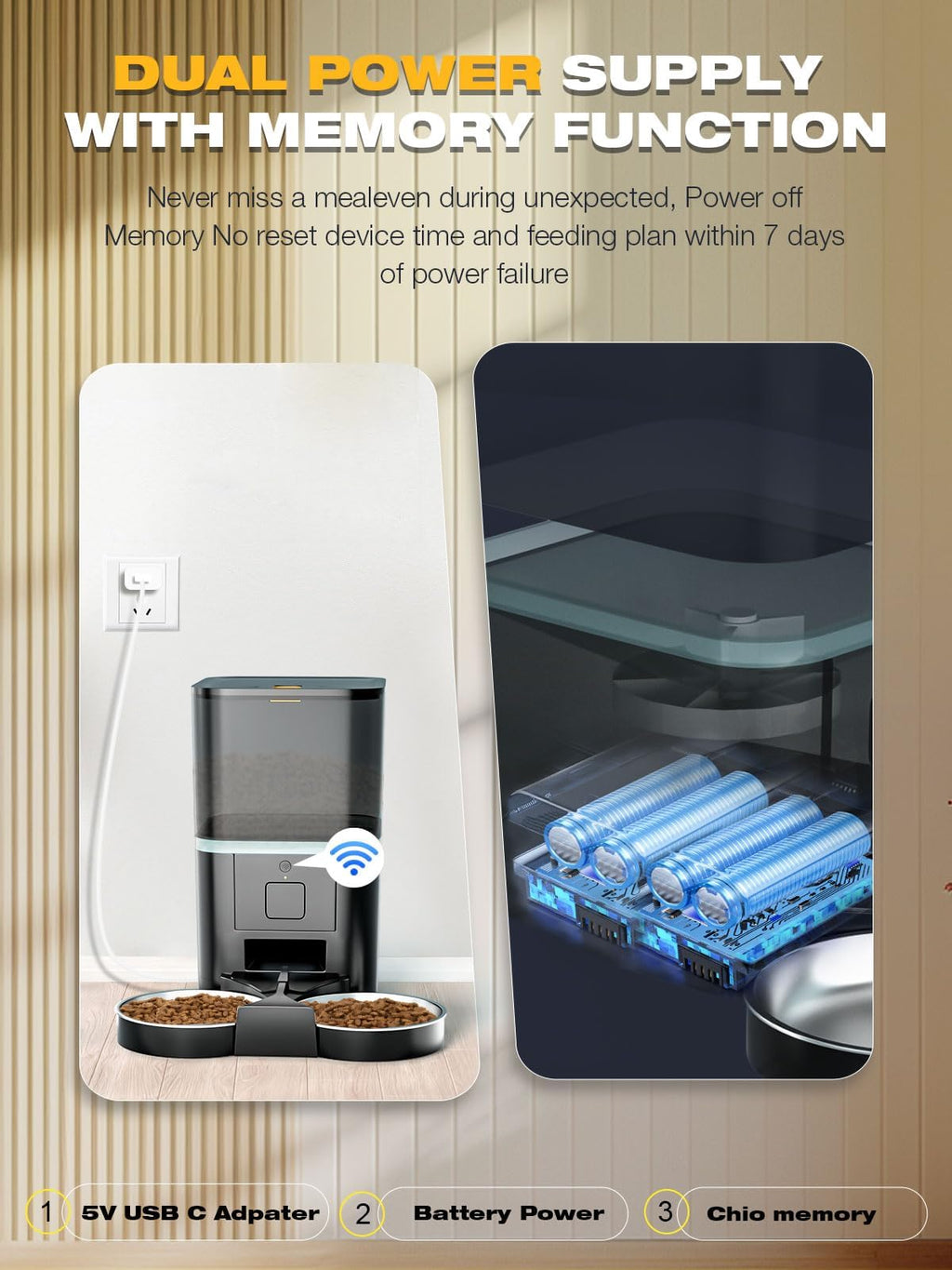 Automatic WiFi App Control Cat Feeder with Stainless Steel Bowl N1811