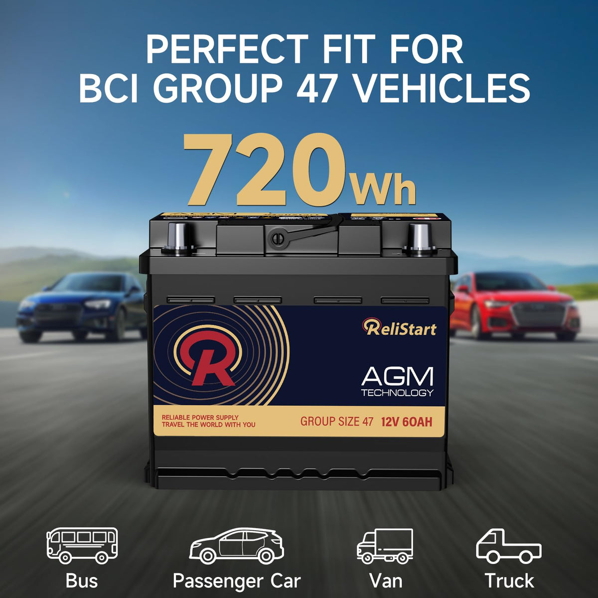 12V 60Ah Group 47 Automotive Battery O3670
