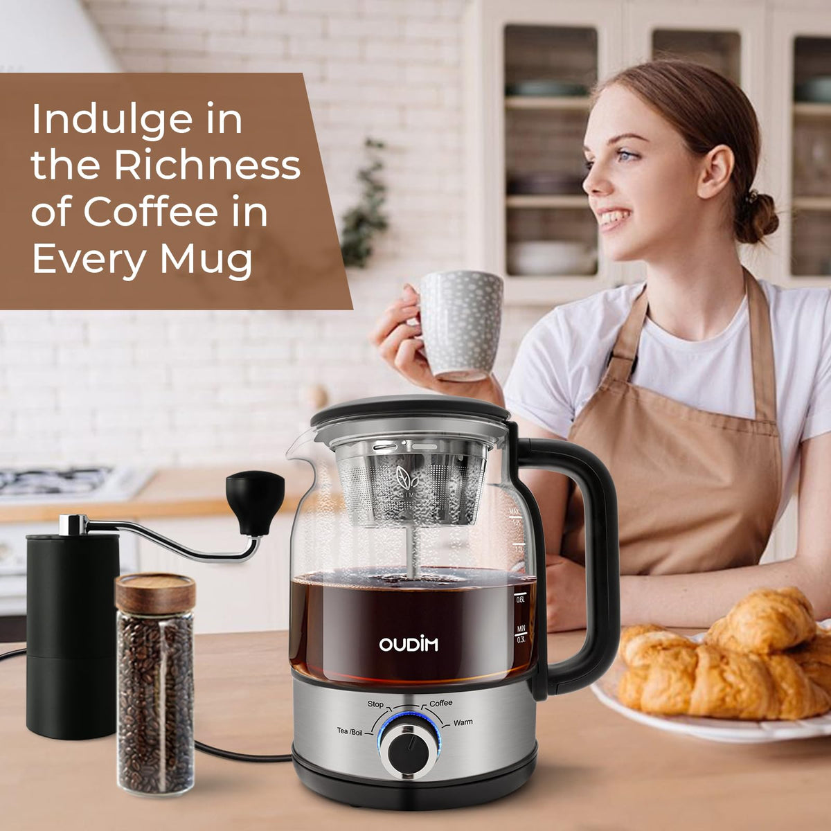 1.2L Glass Stainless Steel Drip Coffee Maker R503482