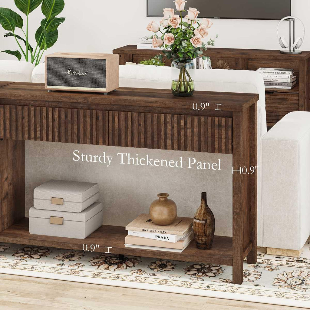 Rustic Oak Console Table with 2 Drawers O359140