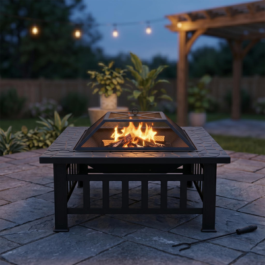 32 inch Black Wood Burning Steel Fire Pit B78277