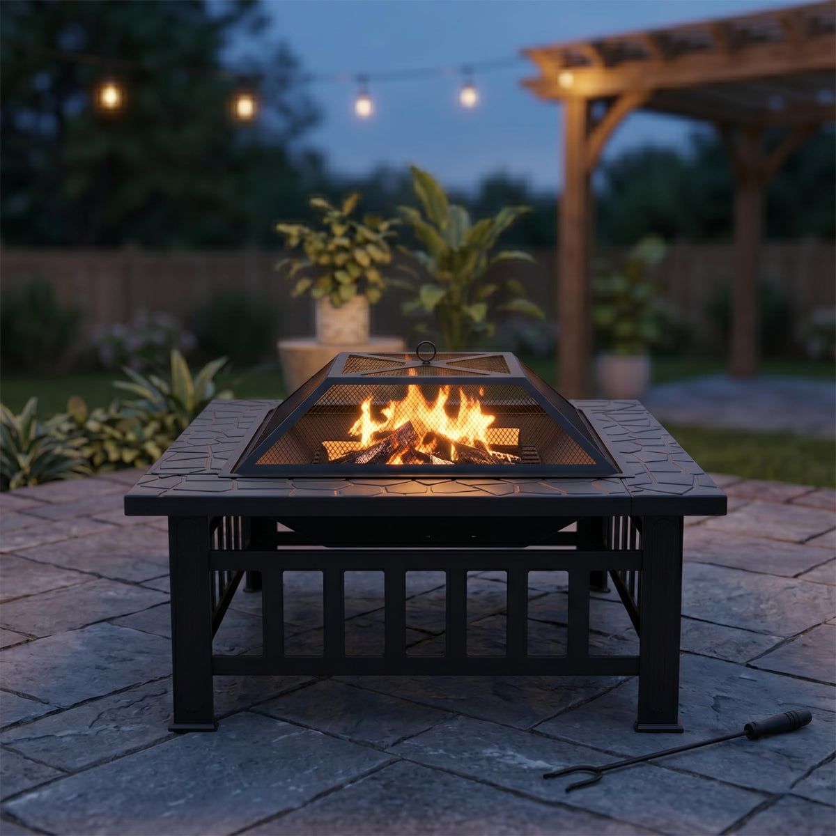32 inch Black Wood Burning Steel Fire Pit B78277