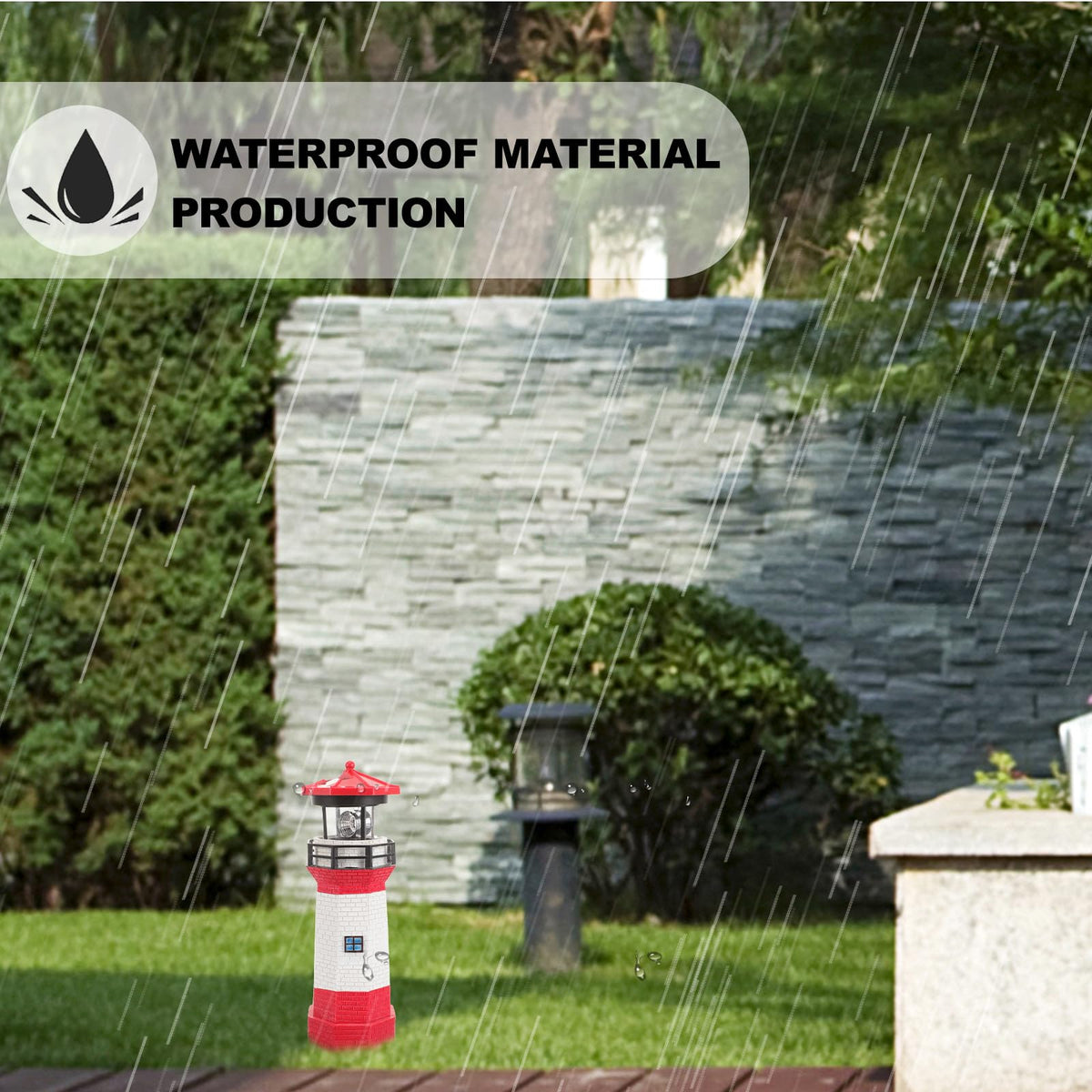 Solar Powered Rotating Lighthouse Resin LED Light L806