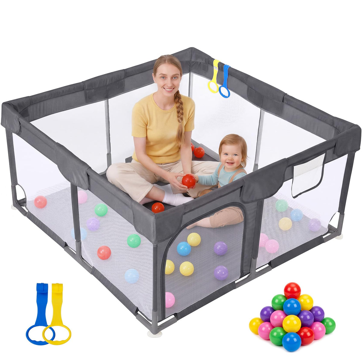 Dark Gray Baby Playpen U14581
