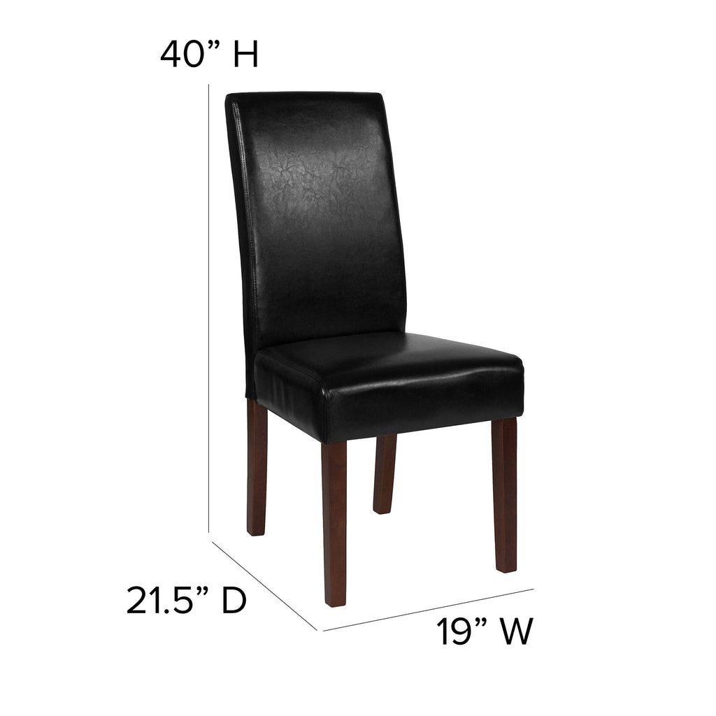 Black LeatherSoft Parsons Chair with Mahogany Legs Q20763
