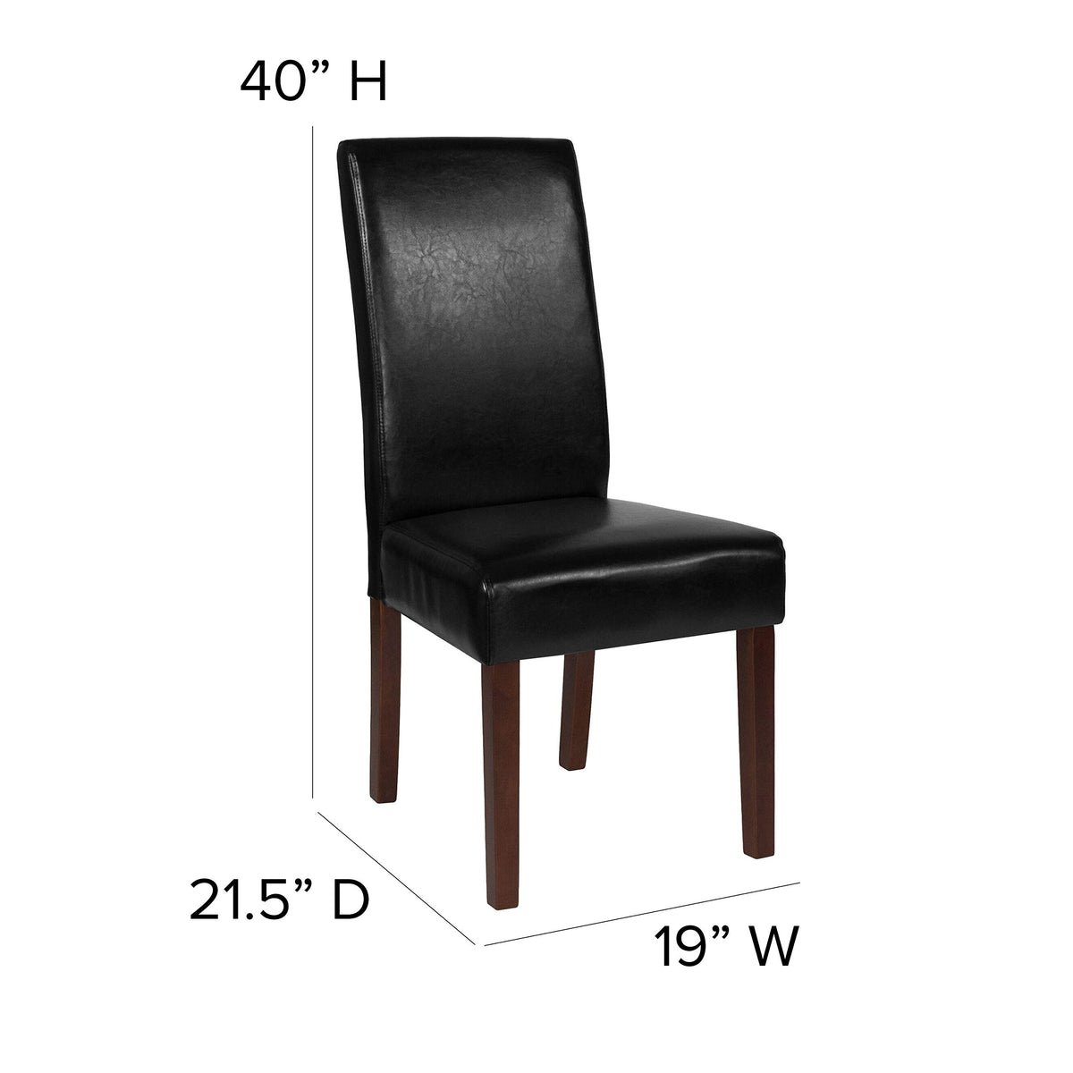 Black LeatherSoft Parsons Chair with Mahogany Legs Q20763