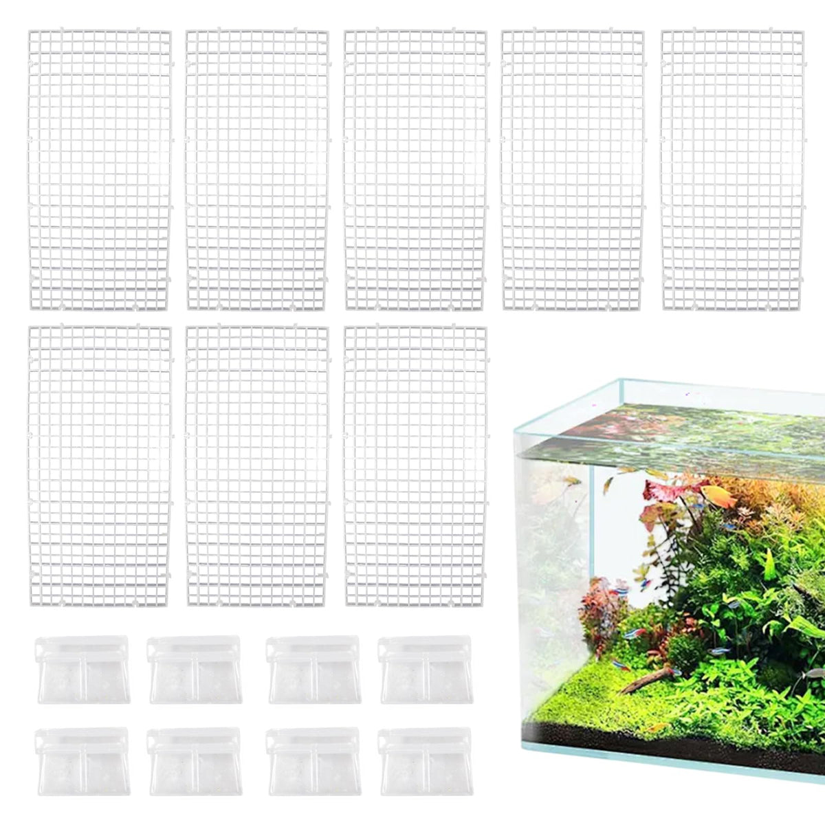 8 Pack Transparent Acrylic Aquarium Lid with Clips C6298