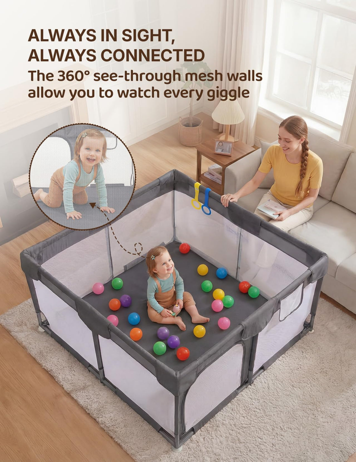 Dark Gray Baby Playpen U14581