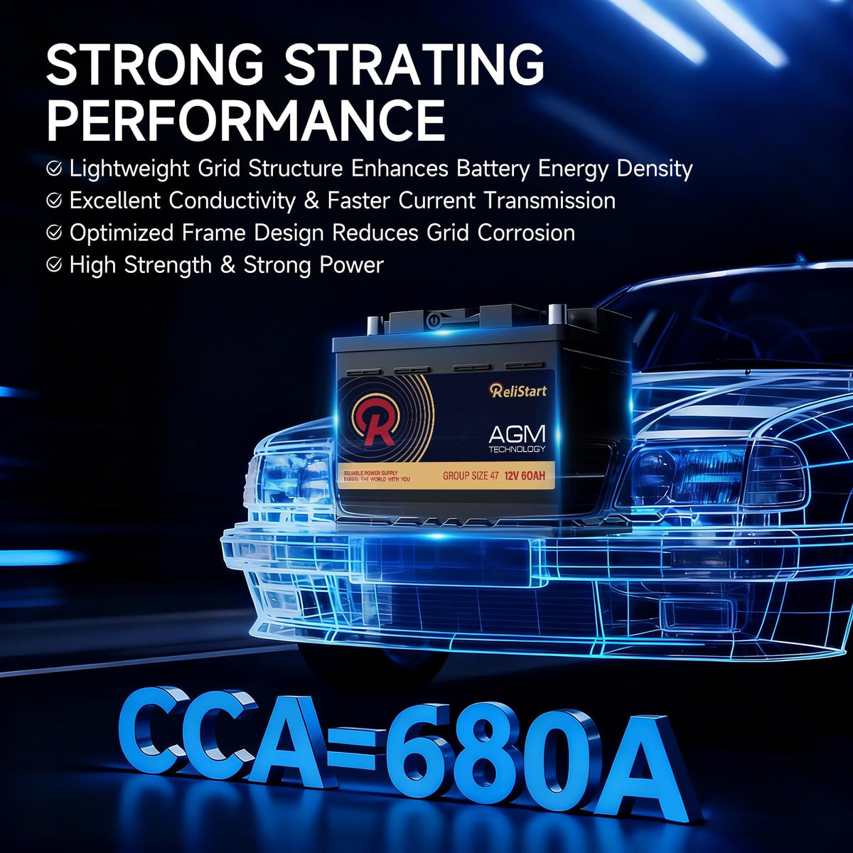 12V 60Ah Group 47 Automotive Battery O3670