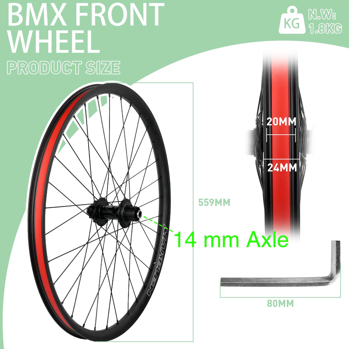 20 Inch BMX Wheel Set with Sealed Bearings O36558