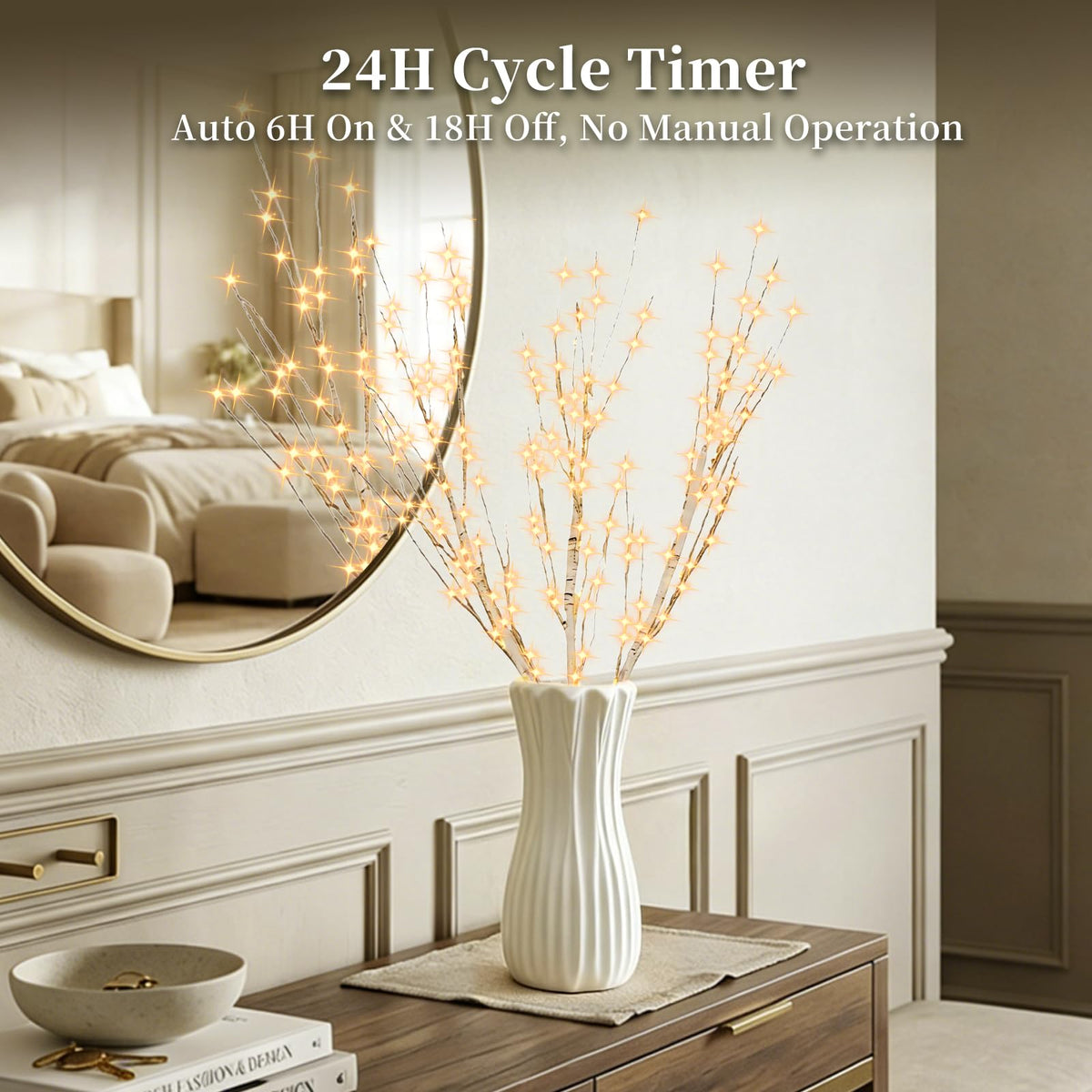 Lighted Birch Branches with Timer 33IN 180 LED Lights H4129