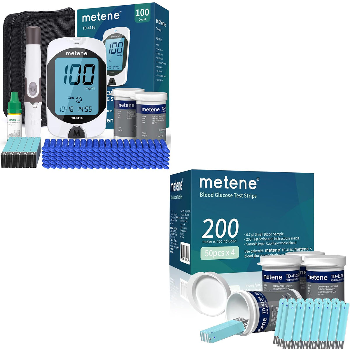 Blood Glucose Monitor Kit & 200 Test Strips W309758