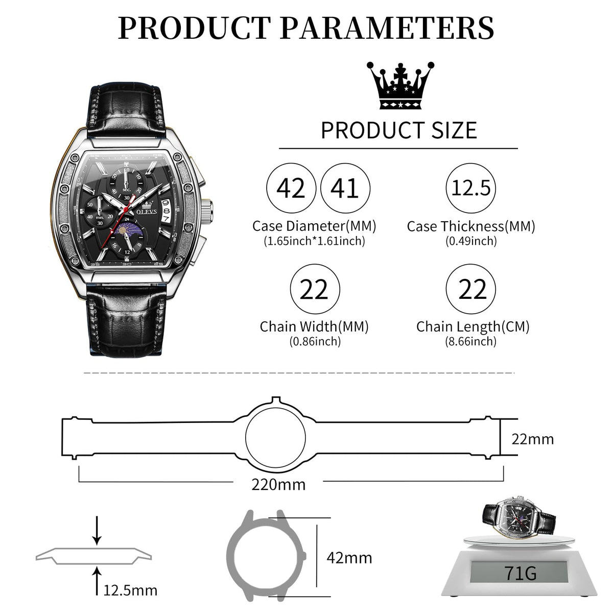 Men's Chronograph Moon Phase Waterproof Watch Y4260