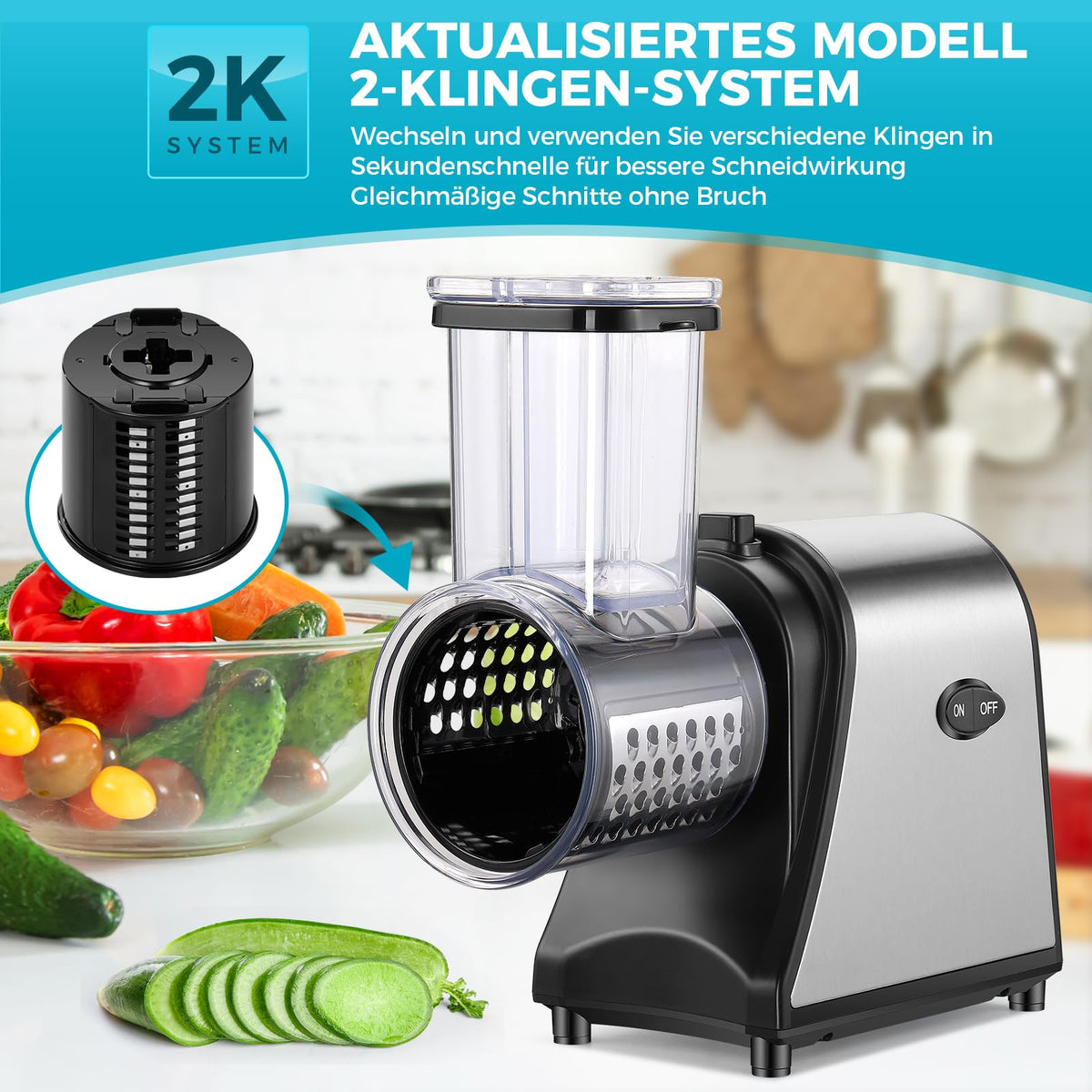 Electric Stainless Steel Vegetable Slicer with 5 Blades Y319