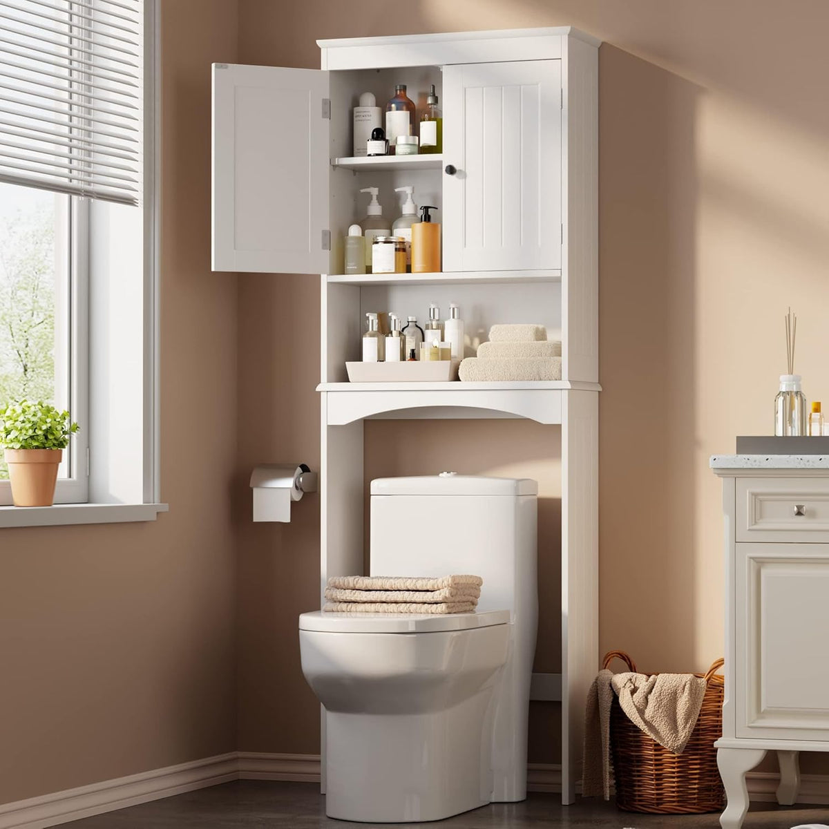 Over the Toilet Storage Cabinet with Adjustable Shelf, White K300