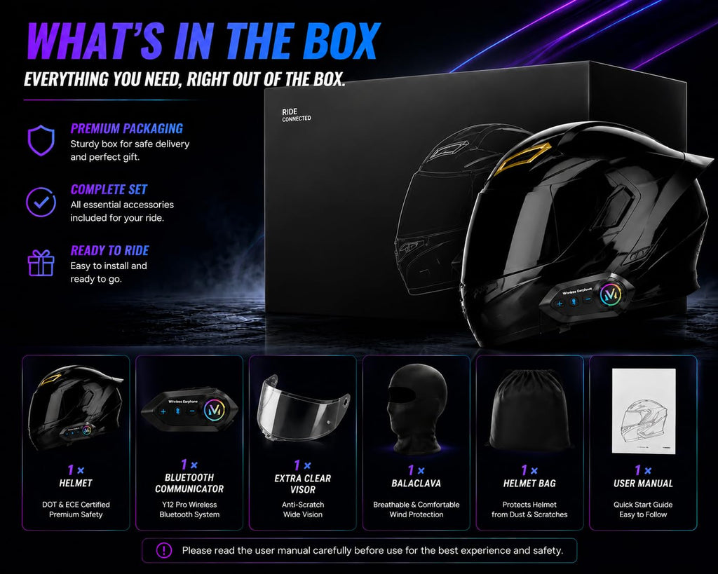 Bluetooth Modular Flip-Up Full Face Motorcycle Helmet T477