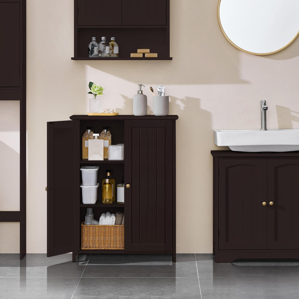 Small Espresso Bathroom Storage Cabinet with 2 Doors E6394