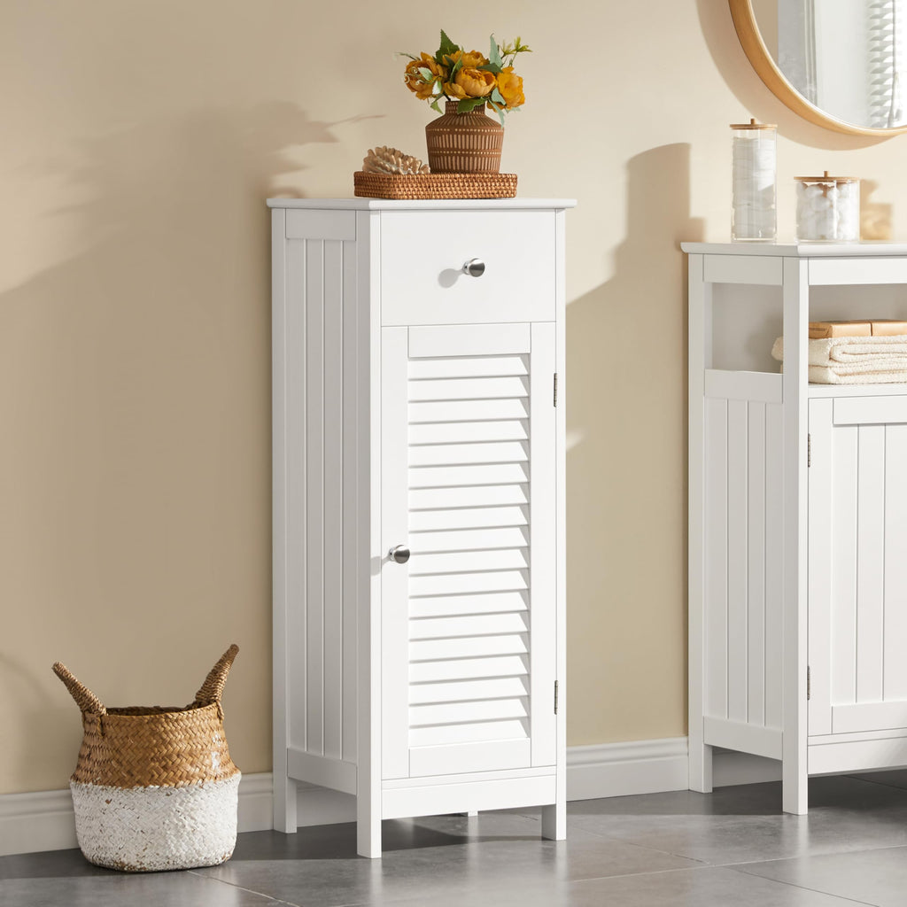 White Bathroom Storage Cabinet with Drawer L1350