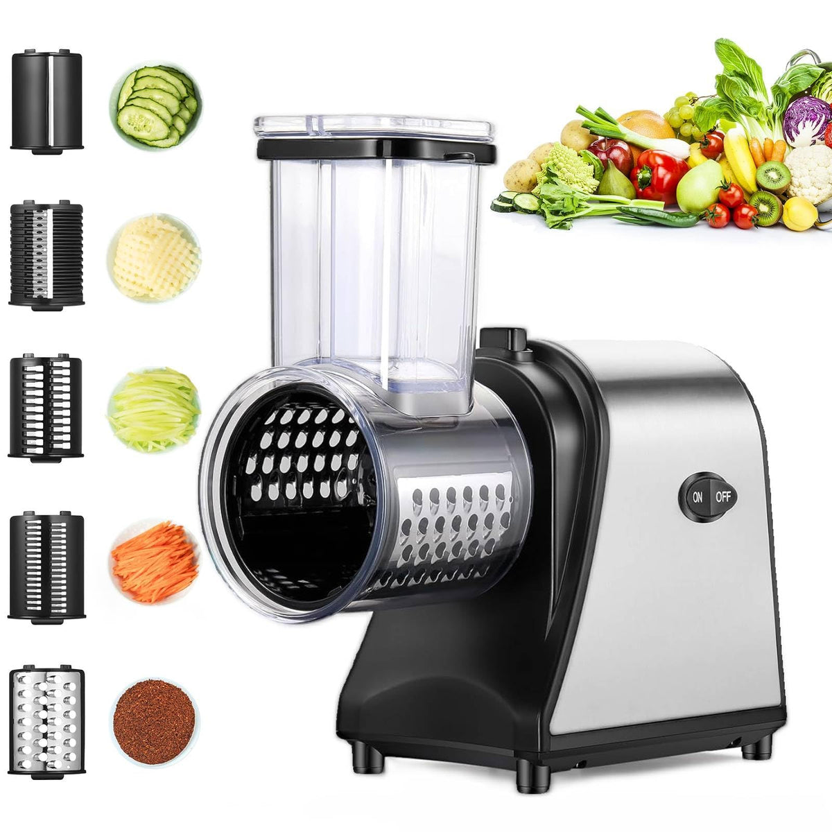 Electric Stainless Steel Vegetable Slicer with 5 Blades Y319
