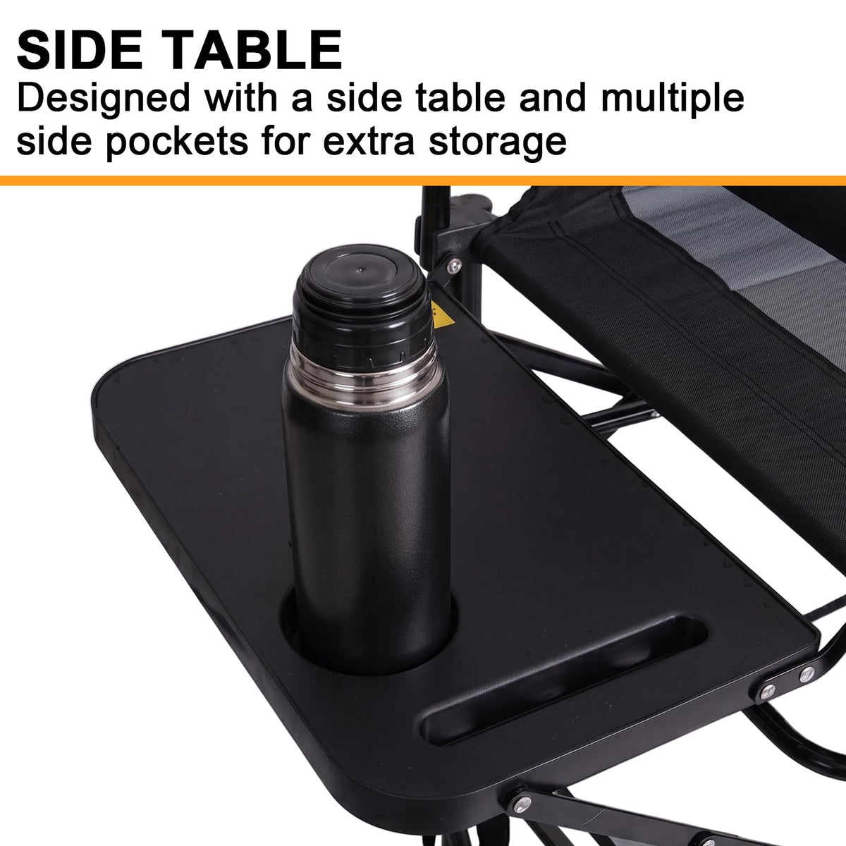 2 Pack Extra Tall Folding Camping Chair with Side Table N79277