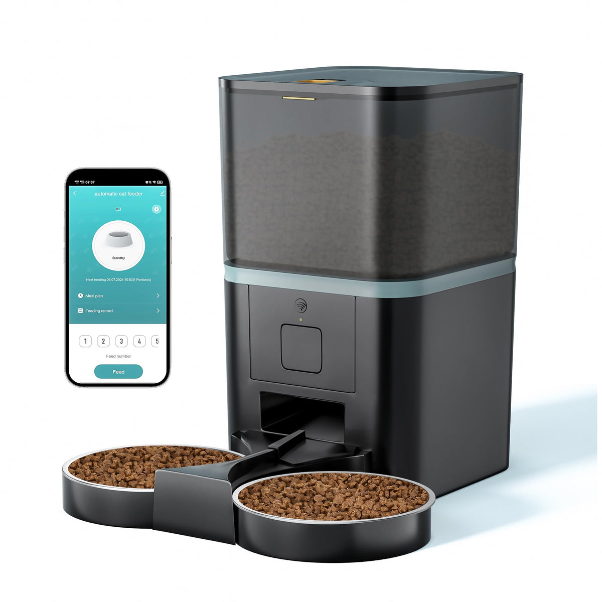 Automatic WiFi App Control Cat Feeder with Stainless Steel Bowl N1811