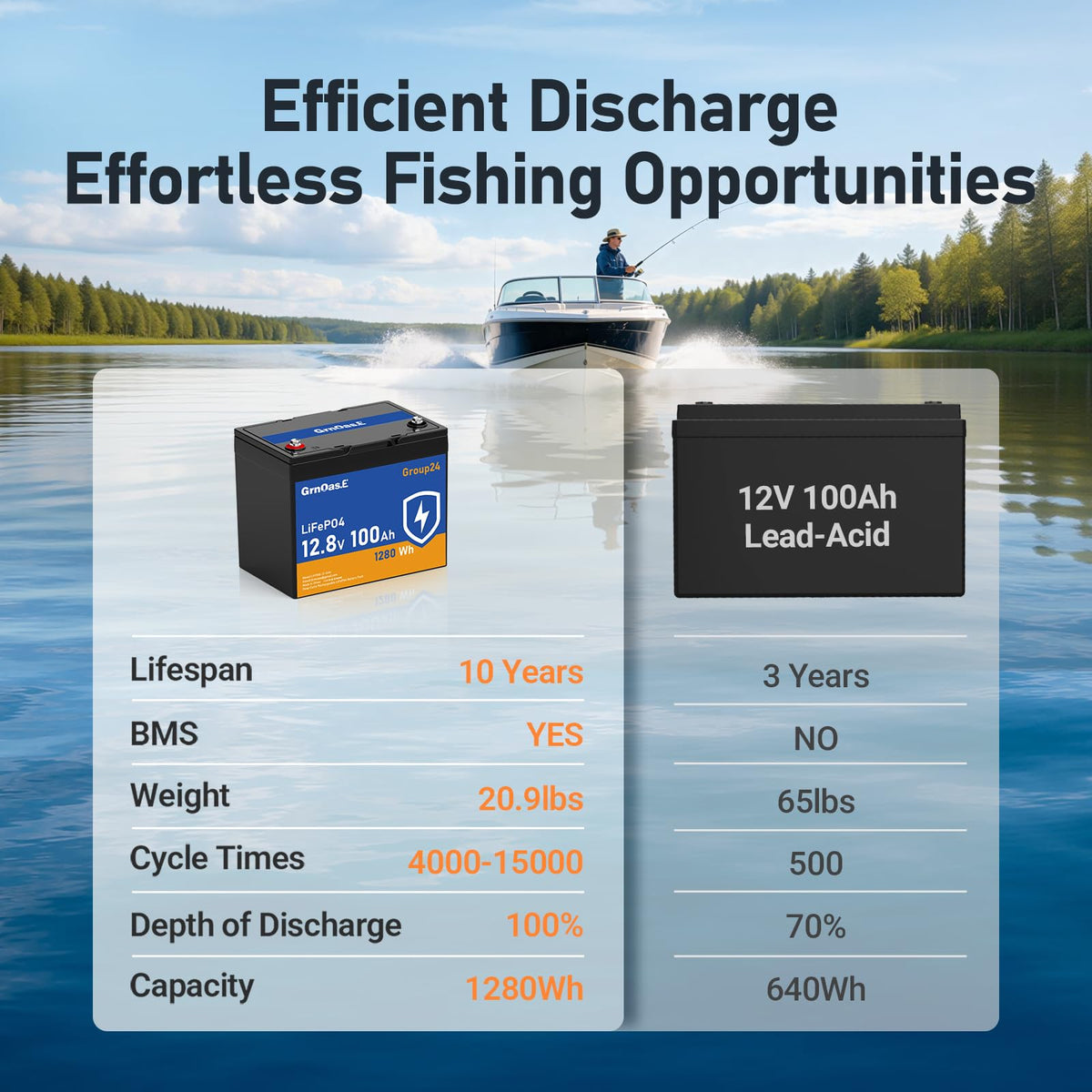 12V 100Ah LiFePO4 Deep Cycle Battery with 100A BMS F850149