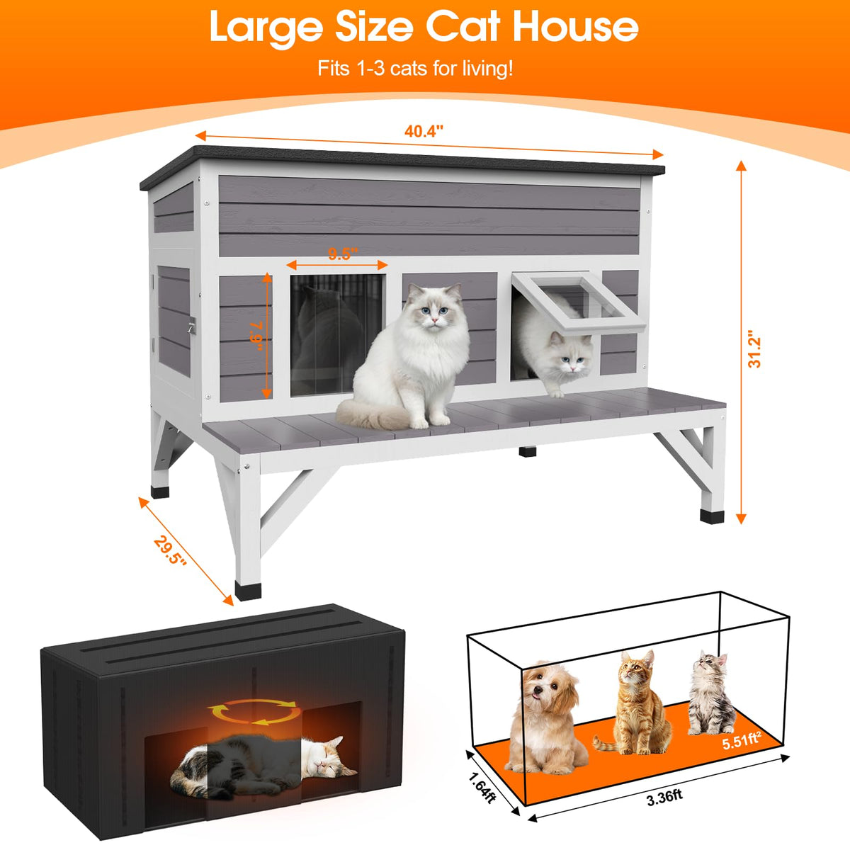 Outdoor Cat House with Insulated Liner V169