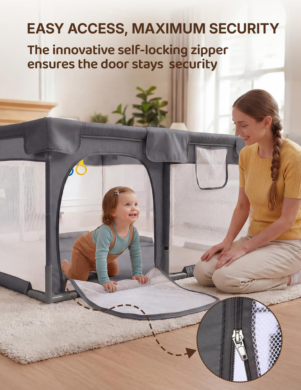 Dark Gray Baby Playpen U14581